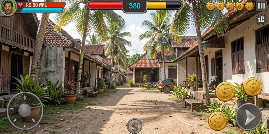 898a - Screenshot menampilkan karakter utama saat bertarung melawan musuh.